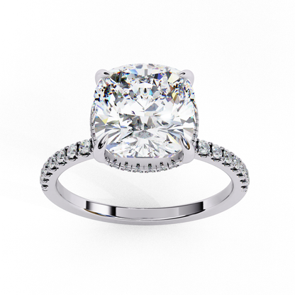 3.53 CTW Cushion Lab-Grown Diamond Hidden Halo Pavé Engagement Ring in 14K Rose Gold