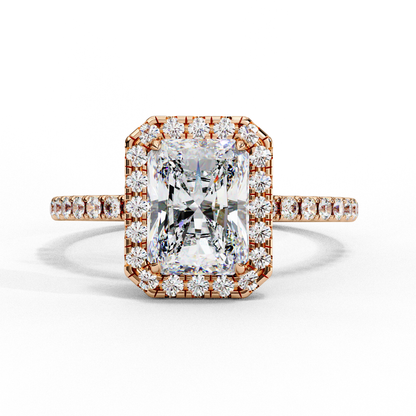 2.15 CTW Radiant-Cut Lab-Grown Diamond Halo Pavé Engagement Ring in 14K White Gold