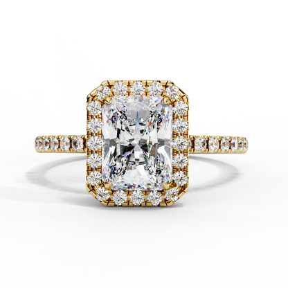 2.15 CTW Radiant-Cut Lab-Grown Diamond Halo Pavé Engagement Ring in 14K White Gold