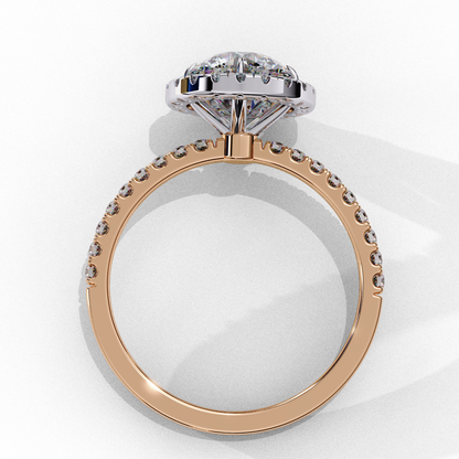 1.87 CTW Round Lab-Grown Diamond Halo Pavé Engagement Ring in 14K White Gold