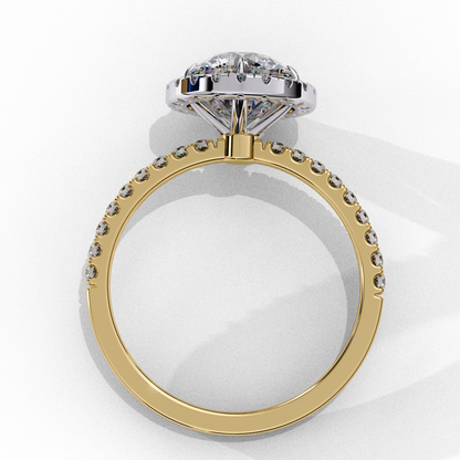 1.87 CTW Round Lab-Grown Diamond Halo Pavé Engagement Ring in 14K White Gold