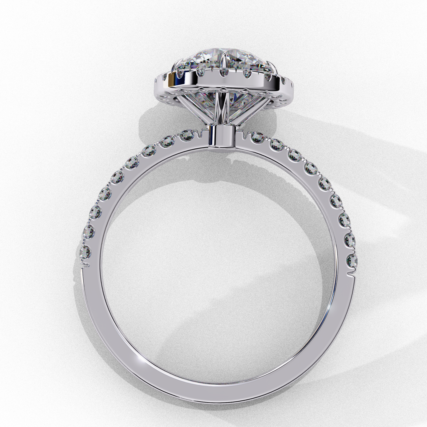 1.87 CTW Round Lab-Grown Diamond Halo Pavé Engagement Ring in 14K White Gold