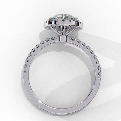 1.87 CTW Round Lab-Grown Diamond Halo Pavé Engagement Ring in 14K White Gold