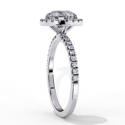 1.87 CTW Round Lab-Grown Diamond Halo Pavé Engagement Ring in 14K White Gold