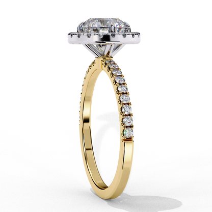1.87 CTW Round Lab-Grown Diamond Halo Pavé Engagement Ring in 14K White Gold