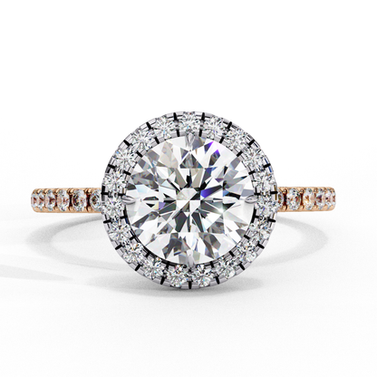 1.87 CTW Round Lab-Grown Diamond Halo Pavé Engagement Ring in 14K White Gold