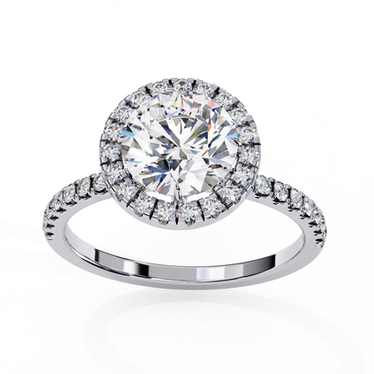 1.87 CTW Round Lab-Grown Diamond Halo Pavé Engagement Ring in 14K White Gold