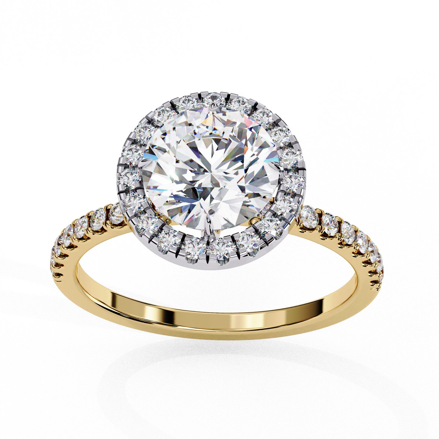 1.87 CTW Round Lab-Grown Diamond Halo Pavé Engagement Ring in 14K White Gold