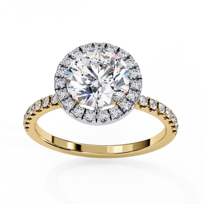 1.87 CTW Round Lab-Grown Diamond Halo Pavé Engagement Ring in 14K White Gold