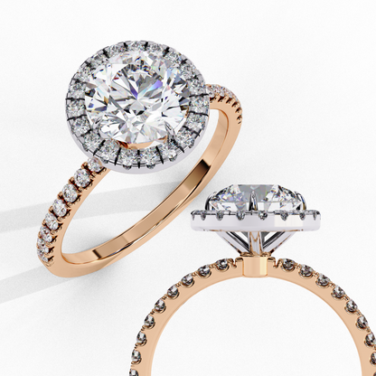 1.87 CTW Round Lab-Grown Diamond Halo Pavé Engagement Ring in 14K White Gold