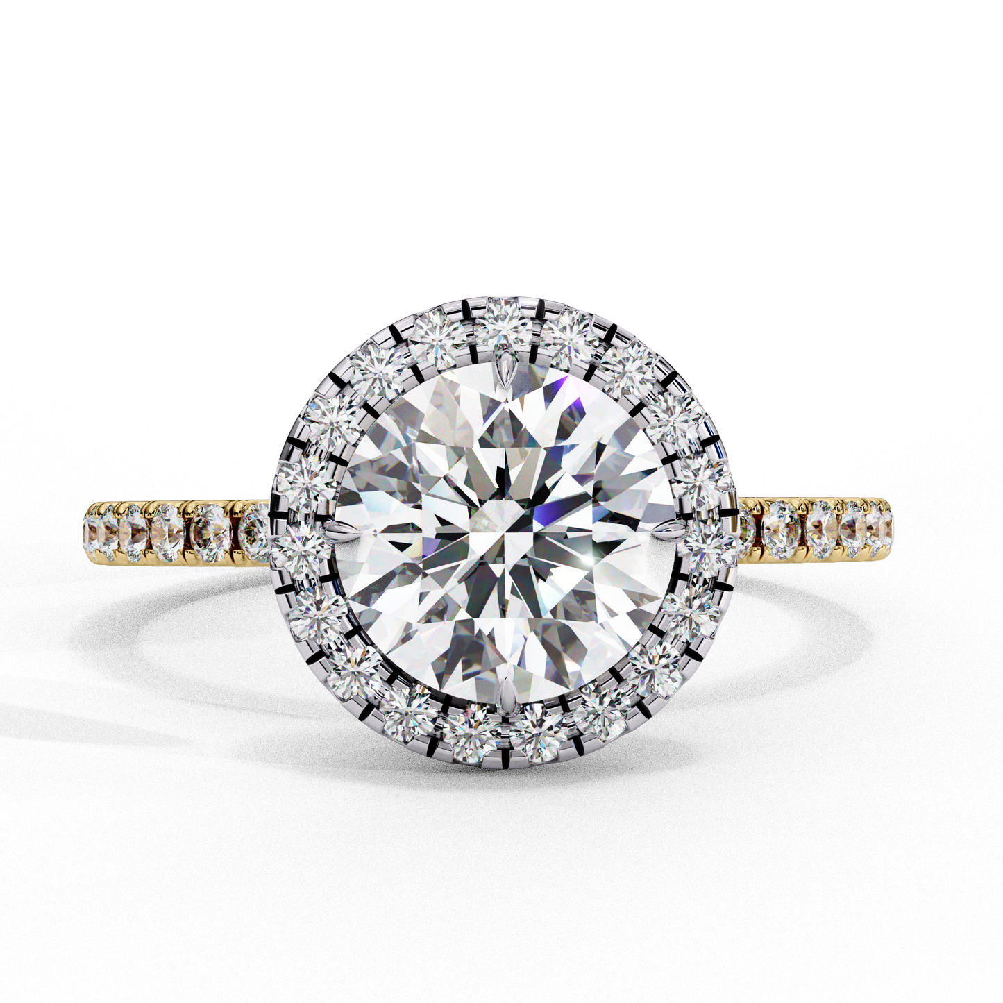 1.87 CTW Round Lab-Grown Diamond Halo Pavé Engagement Ring in 14K White Gold