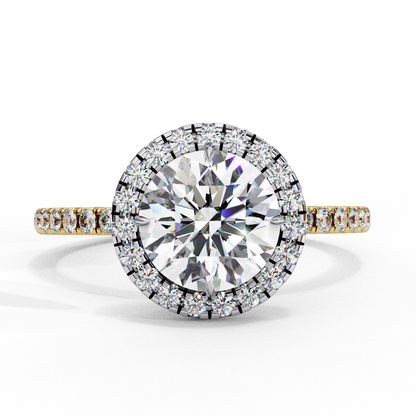 1.87 CTW Round Lab-Grown Diamond Halo Pavé Engagement Ring in 14K White Gold