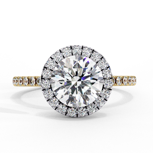 1.87 CTW Round Lab-Grown Diamond Halo Pavé Engagement Ring in 14K White Gold