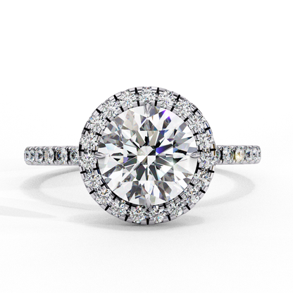 1.87 CTW Round Lab-Grown Diamond Halo Pavé Engagement Ring in 14K White Gold