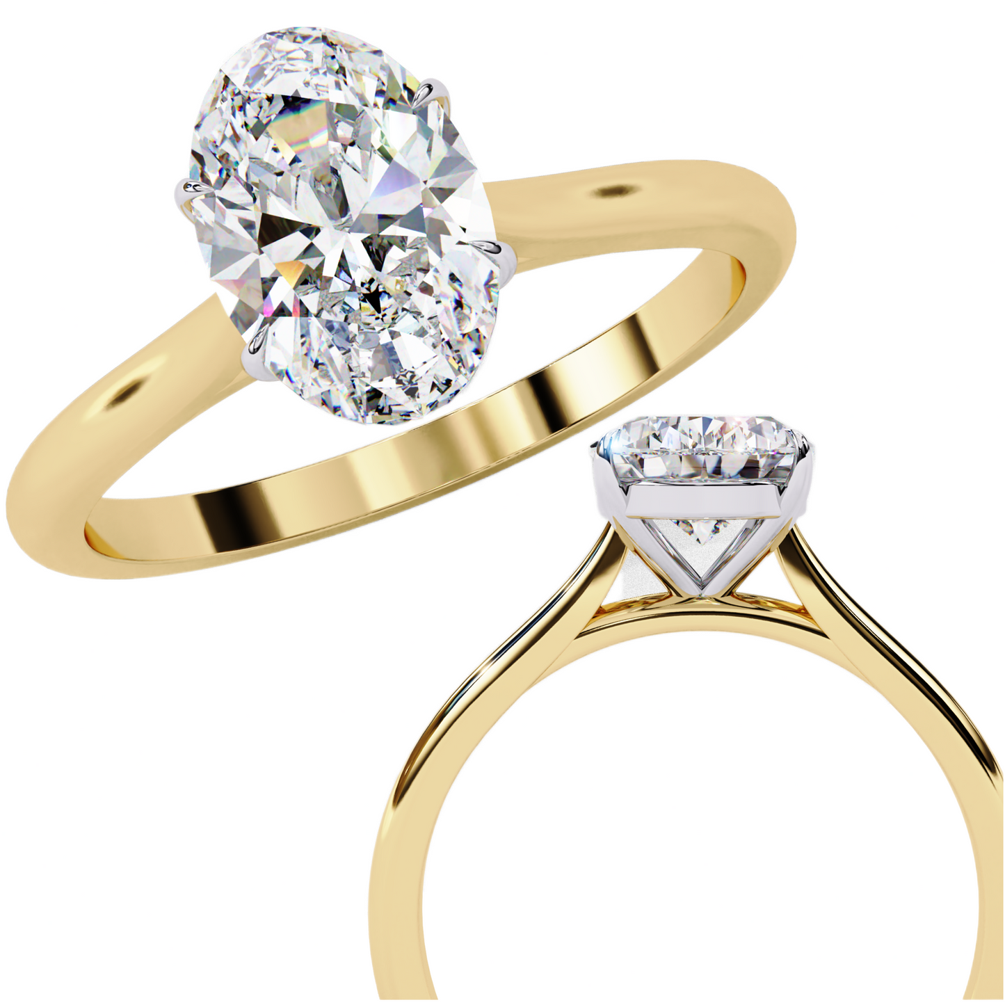 1.20 CT Oval Lab-Grown Diamond Solitaire Engagement Ring in 14K White Gold