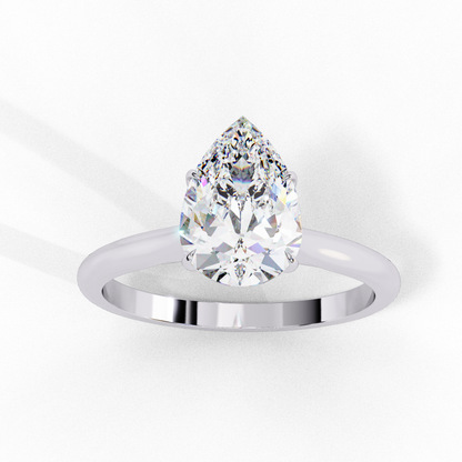 1.00 CT Pear-Shaped Lab-Grown Diamond Solitaire Engagement Ring in 14K Gold