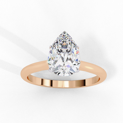 1.00 CT Pear-Shaped Lab-Grown Diamond Solitaire Engagement Ring in 14K Gold