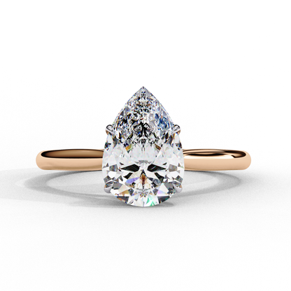 1.00 CT Pear-Shaped Lab-Grown Diamond Solitaire Engagement Ring in 14K Gold