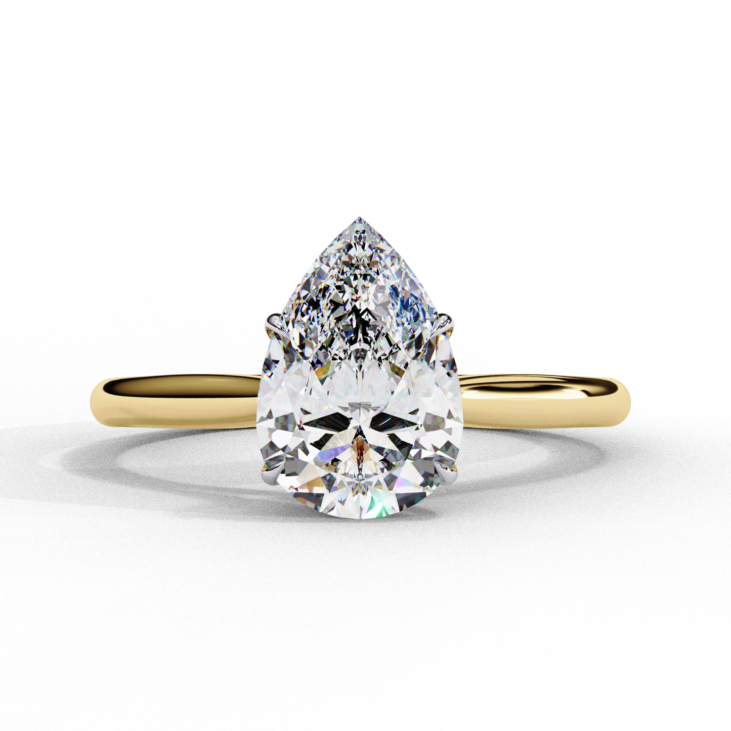 1.00 CT Pear-Shaped Lab-Grown Diamond Solitaire Engagement Ring in 14K Gold