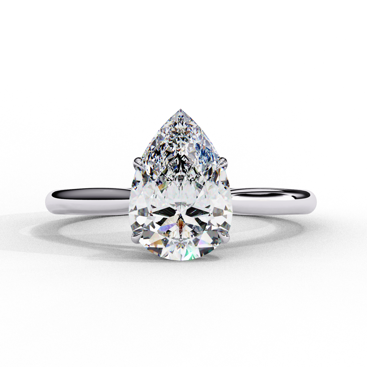 1.00 CT Pear-Shaped Lab-Grown Diamond Solitaire Engagement Ring in 14K Gold