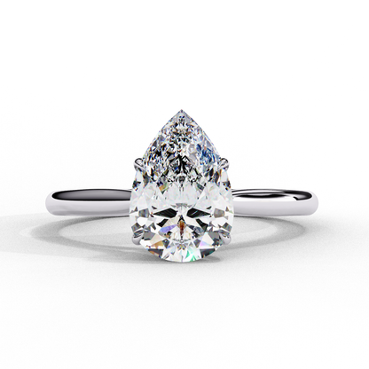 1.00 CT Pear-Shaped Lab-Grown Diamond Solitaire Engagement Ring in 14K Gold