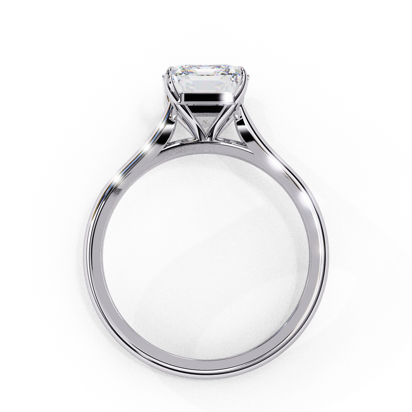 2.56 Carat Emerald-Cut Lab-Grown Diamond Solitaire Engagement Ring in 14K Gold