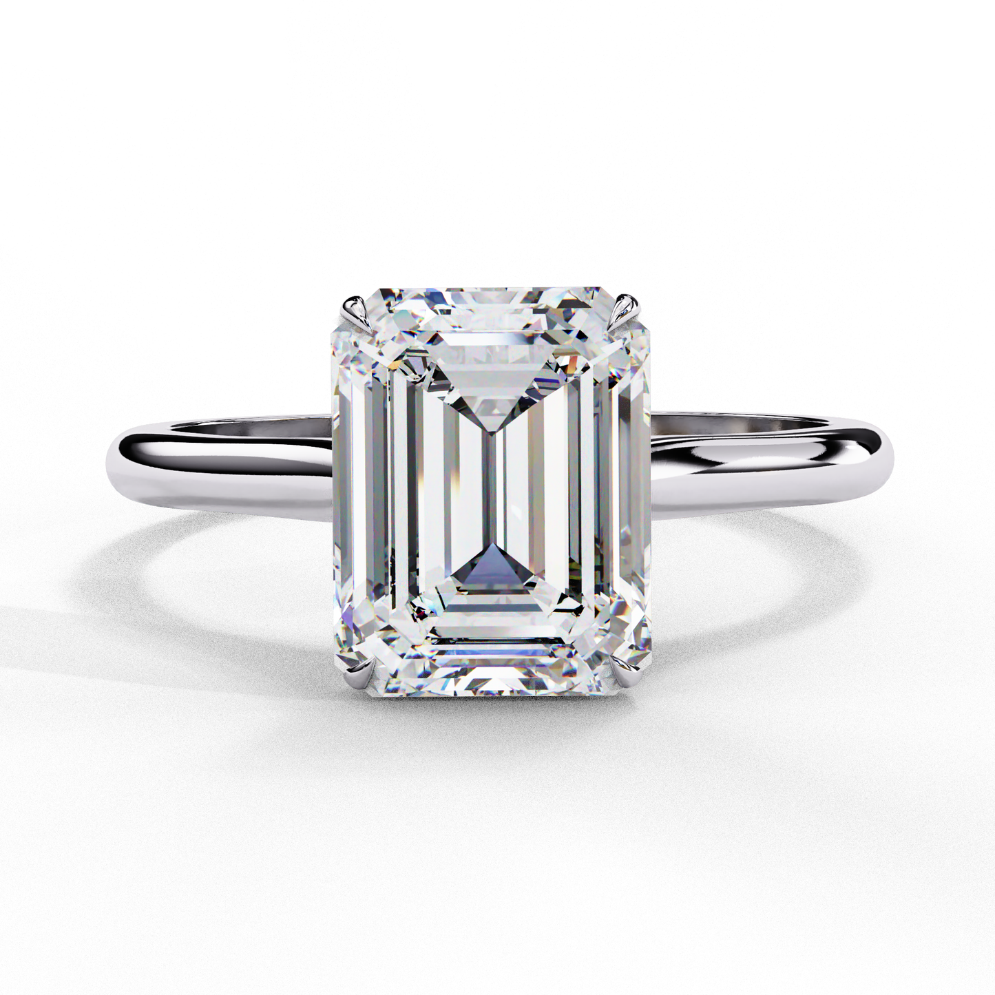 2.56 Carat Emerald-Cut Lab-Grown Diamond Solitaire Engagement Ring in 14K Gold