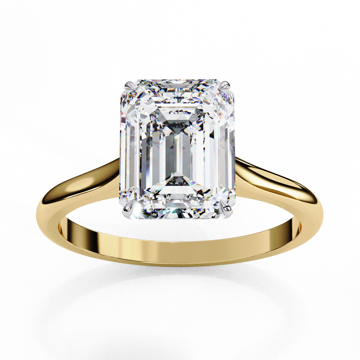 2.56 Carat Emerald-Cut Lab-Grown Diamond Solitaire Engagement Ring in 14K Gold