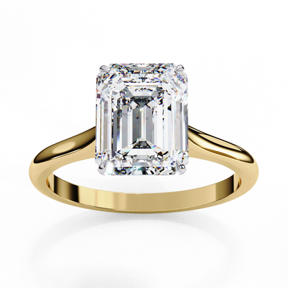 2.56 Carat Emerald-Cut Lab-Grown Diamond Solitaire Engagement Ring in 14K Gold