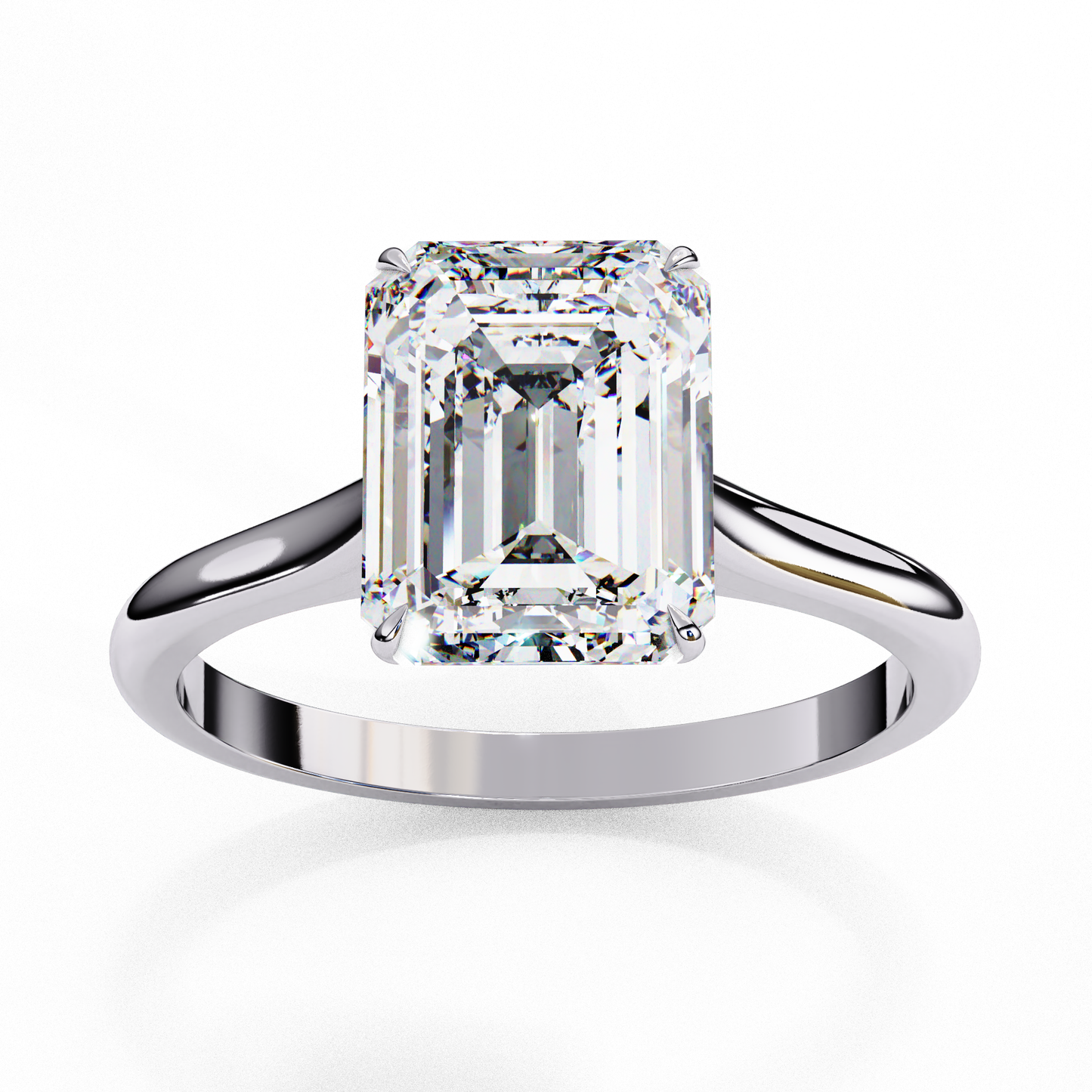 2.56 Carat Emerald-Cut Lab-Grown Diamond Solitaire Engagement Ring in 14K Gold
