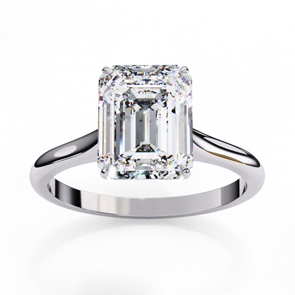 2.56 Carat Emerald-Cut Lab-Grown Diamond Solitaire Engagement Ring in 14K Gold