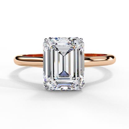 2.56 Carat Emerald-Cut Lab-Grown Diamond Solitaire Engagement Ring in 14K Gold