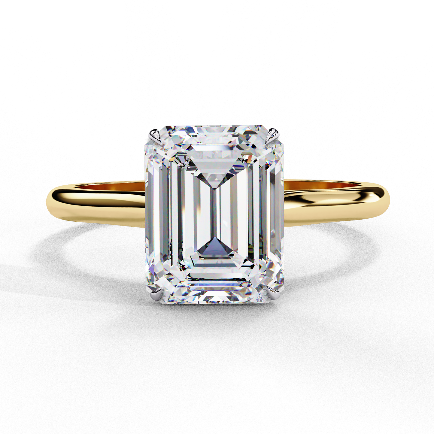 2.56 Carat Emerald-Cut Lab-Grown Diamond Solitaire Engagement Ring in 14K Gold