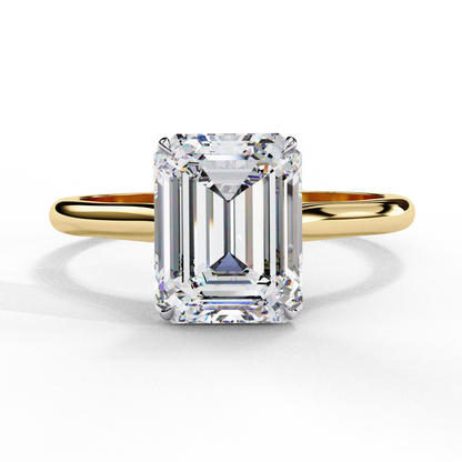2.56 Carat Emerald-Cut Lab-Grown Diamond Solitaire Engagement Ring in 14K Gold