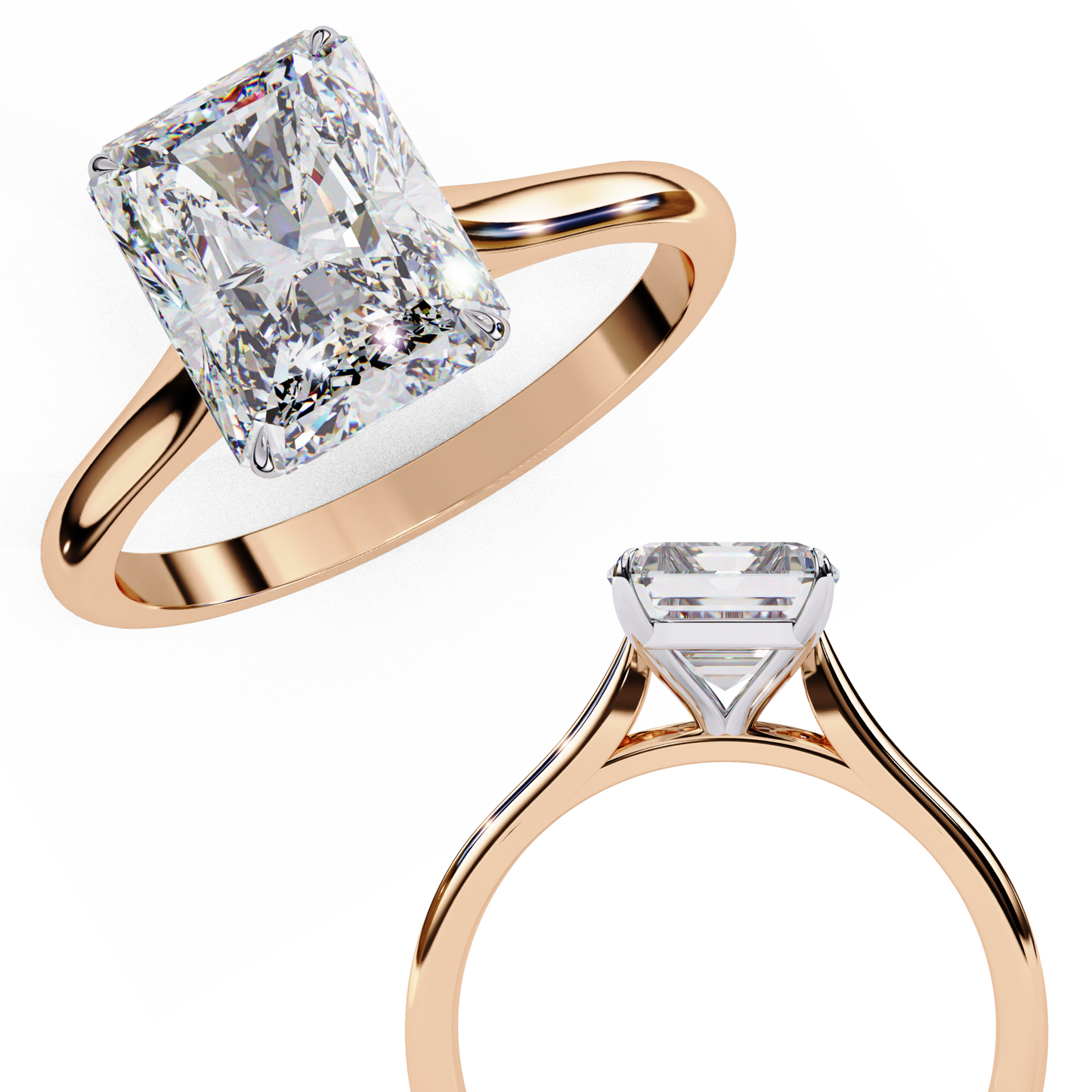 2.94 Carat Radiant-Cut Lab-Grown Diamond Solitaire Engagement Ring in 14K Gold
