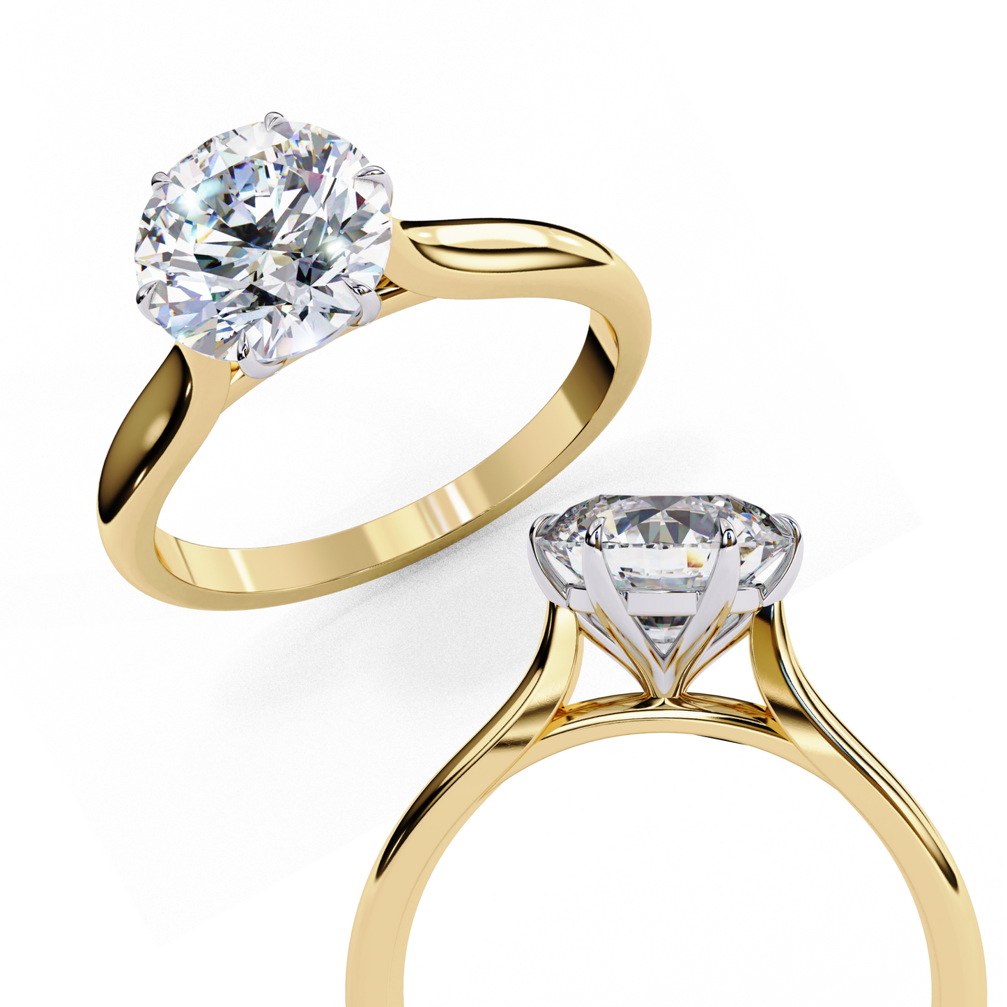 1.92 Carat Round Lab-Grown Diamond Six-Prong Solitaire Engagement Ring in 14K Gold