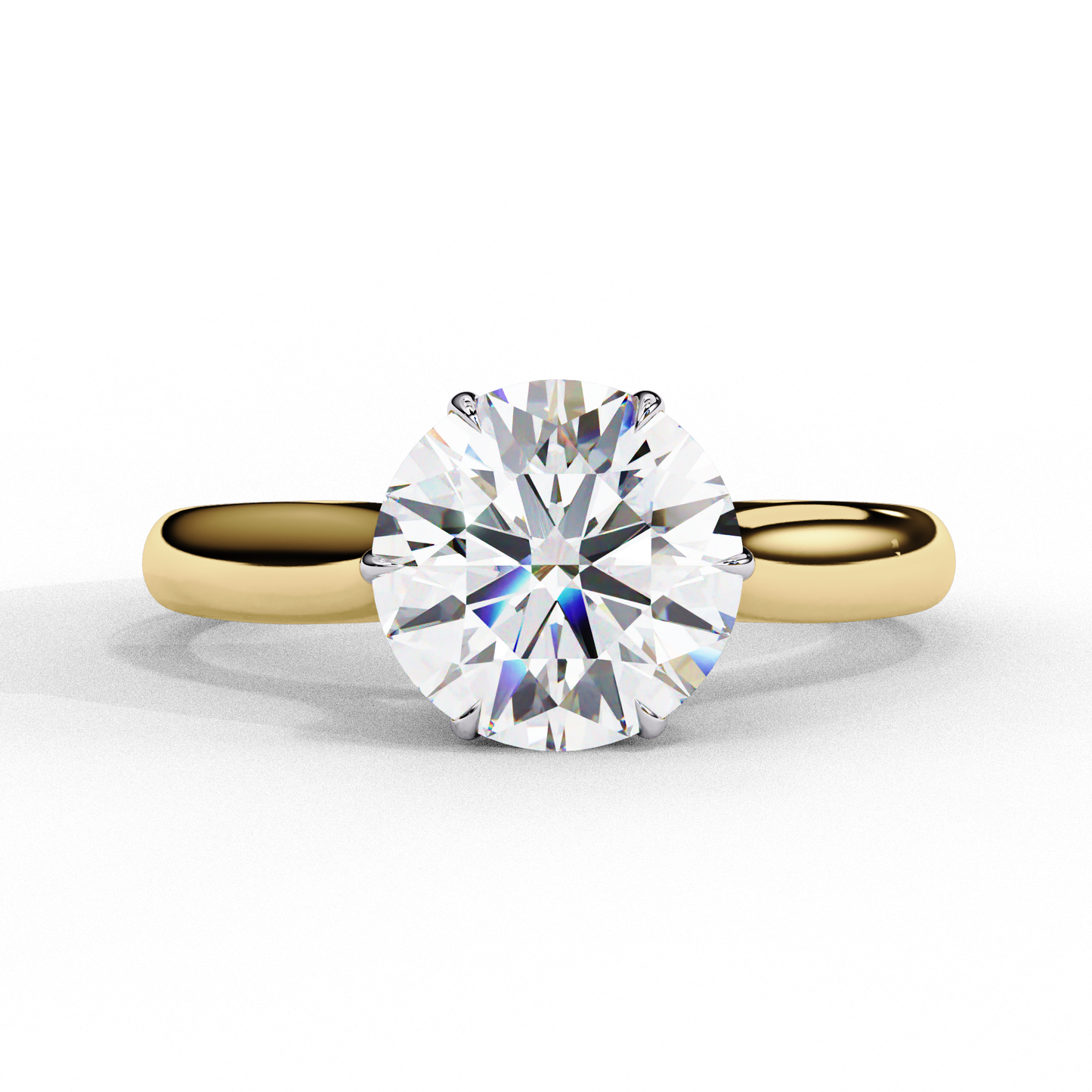 1.92 Carat Round Lab-Grown Diamond Six-Prong Solitaire Engagement Ring in 14K Gold