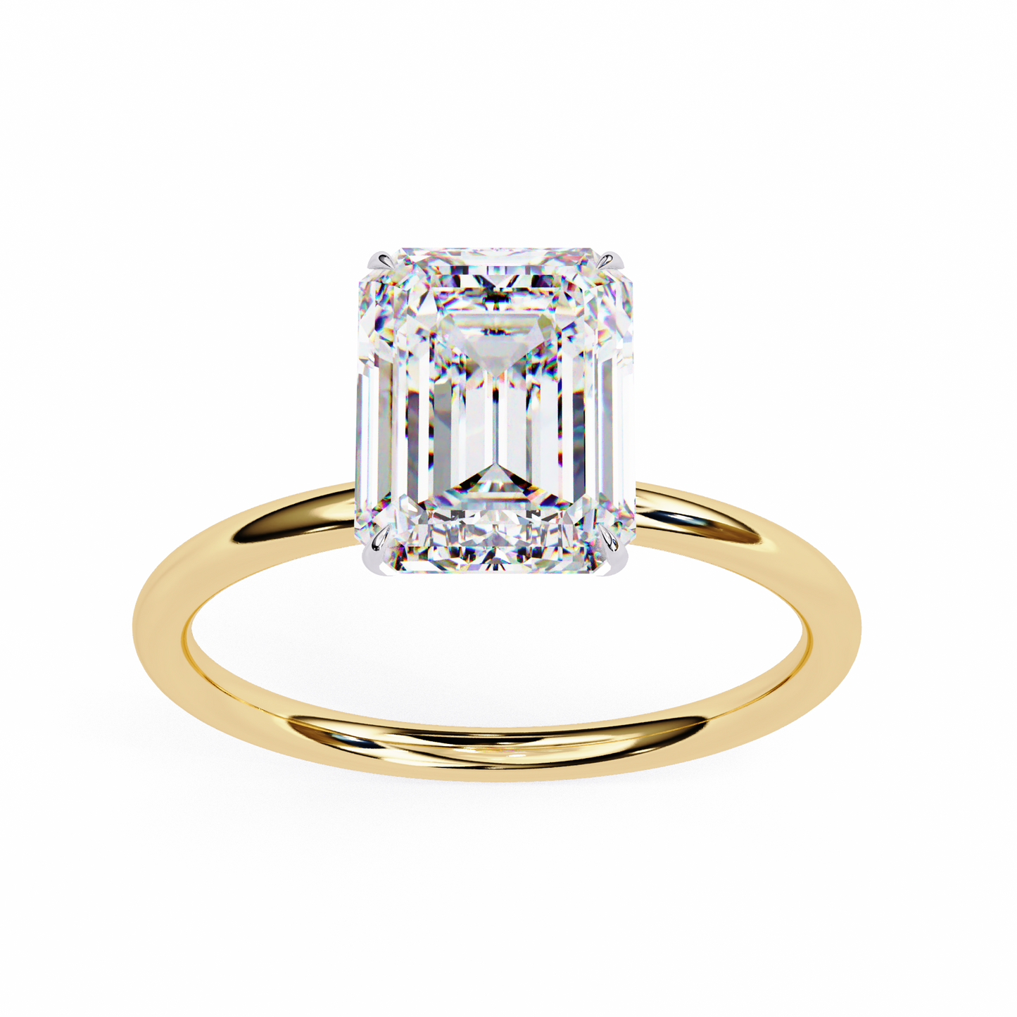 2.56 CT Emerald-Cut Lab-Grown Diamond Solitaire Engagement Ring in 14K Gold