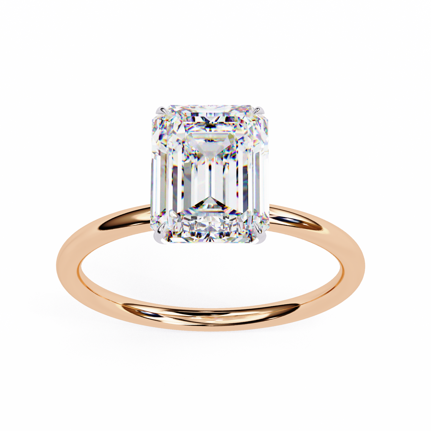 2.56 CT Emerald-Cut Lab-Grown Diamond Solitaire Engagement Ring in 14K Gold