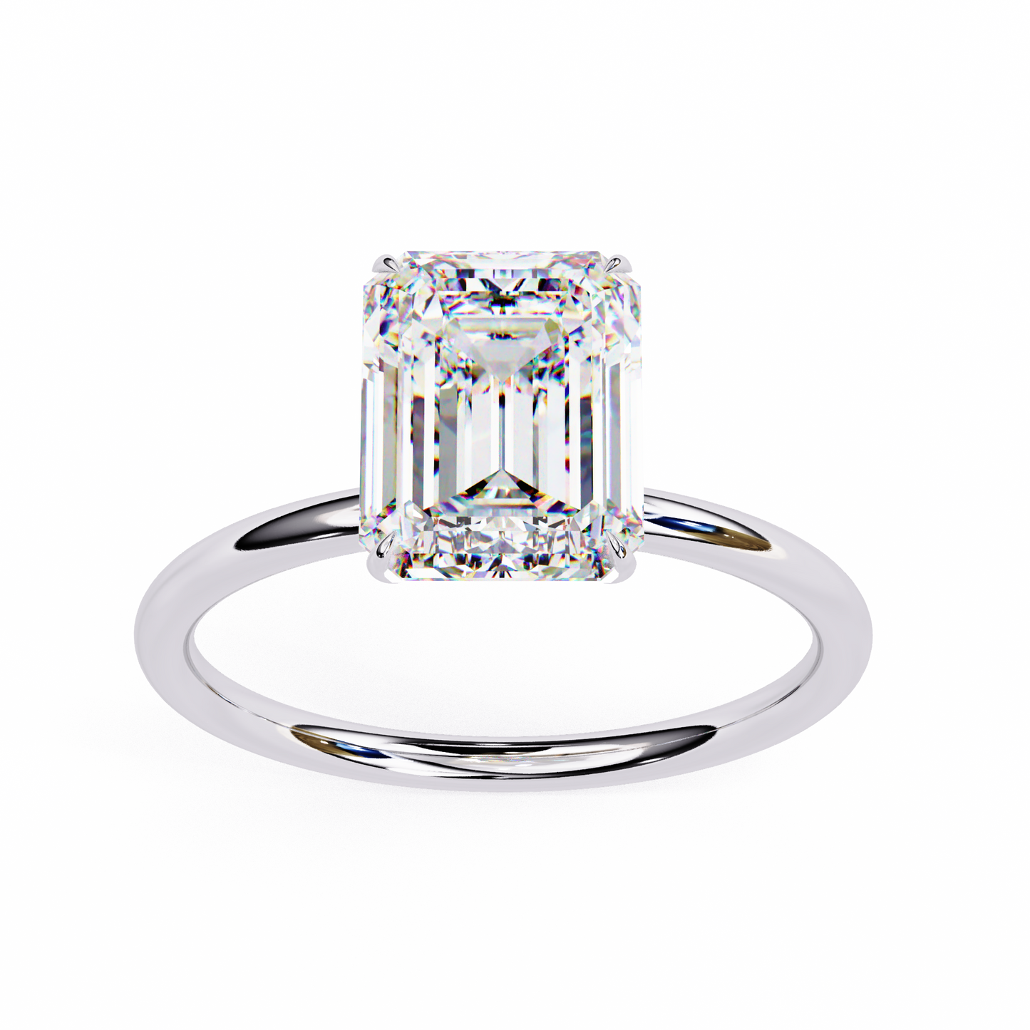 2.56 CT Emerald-Cut Lab-Grown Diamond Solitaire Engagement Ring in 14K Gold