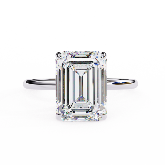 2.50 Ct Emerald Cut Solitaire Engagement Ring | Lab Grown | 14K Gold & Platinum – Lunéa Paris