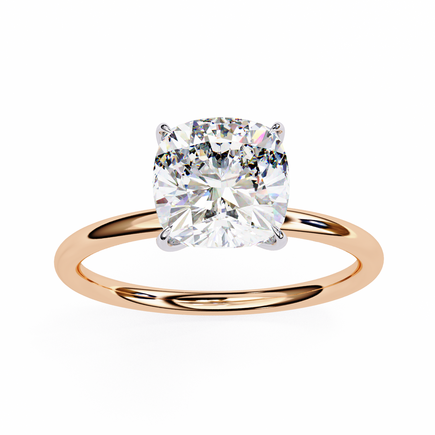 2.65 CT Cushion-Cut Lab-Grown Diamond Solitaire Engagement Ring in 14K Gold