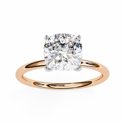 2.65 CT Cushion-Cut Lab-Grown Diamond Solitaire Engagement Ring in 14K Gold