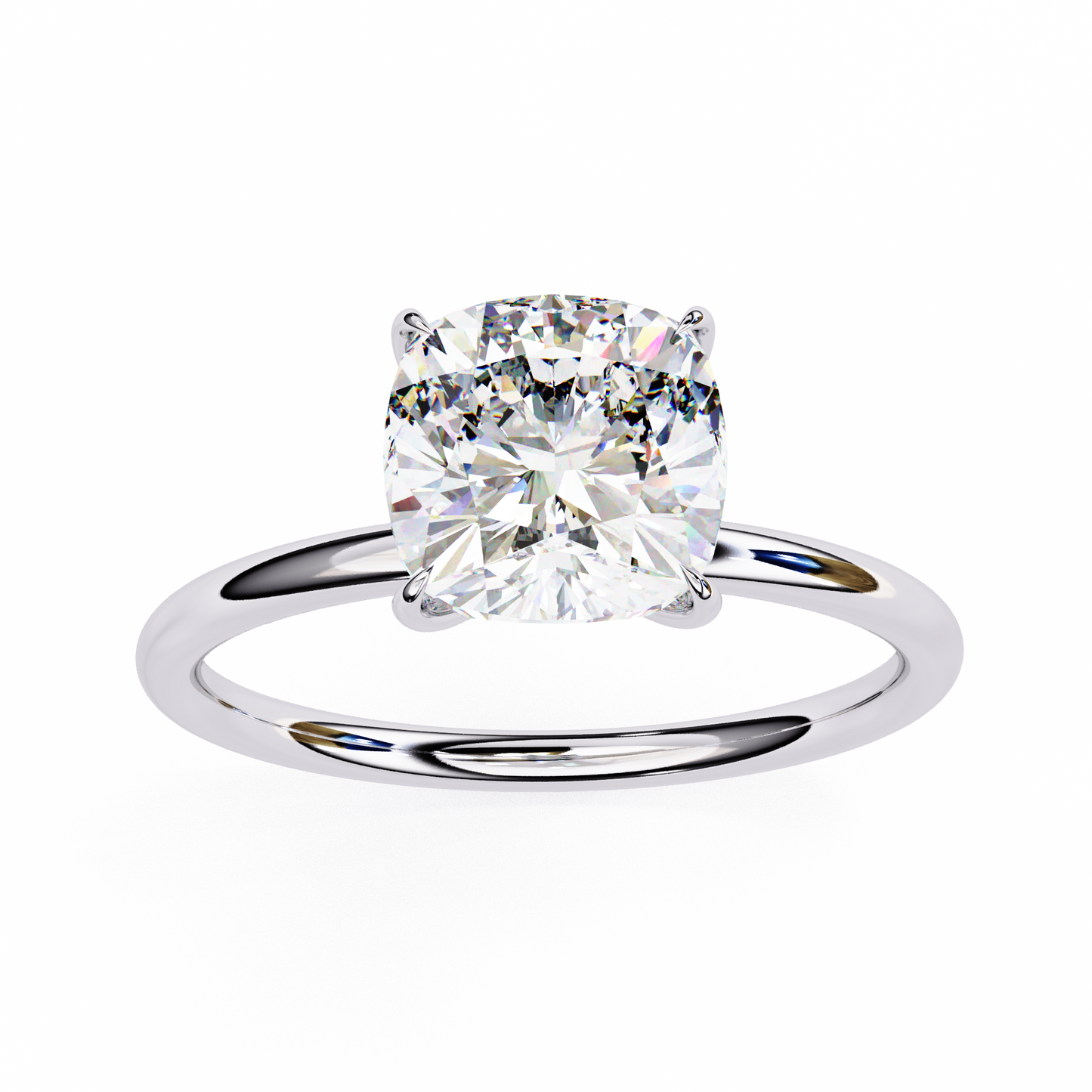 2.65 CT Cushion-Cut Lab-Grown Diamond Solitaire Engagement Ring in 14K Gold