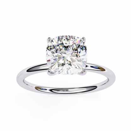 2.65 CT Cushion-Cut Lab-Grown Diamond Solitaire Engagement Ring in 14K Gold