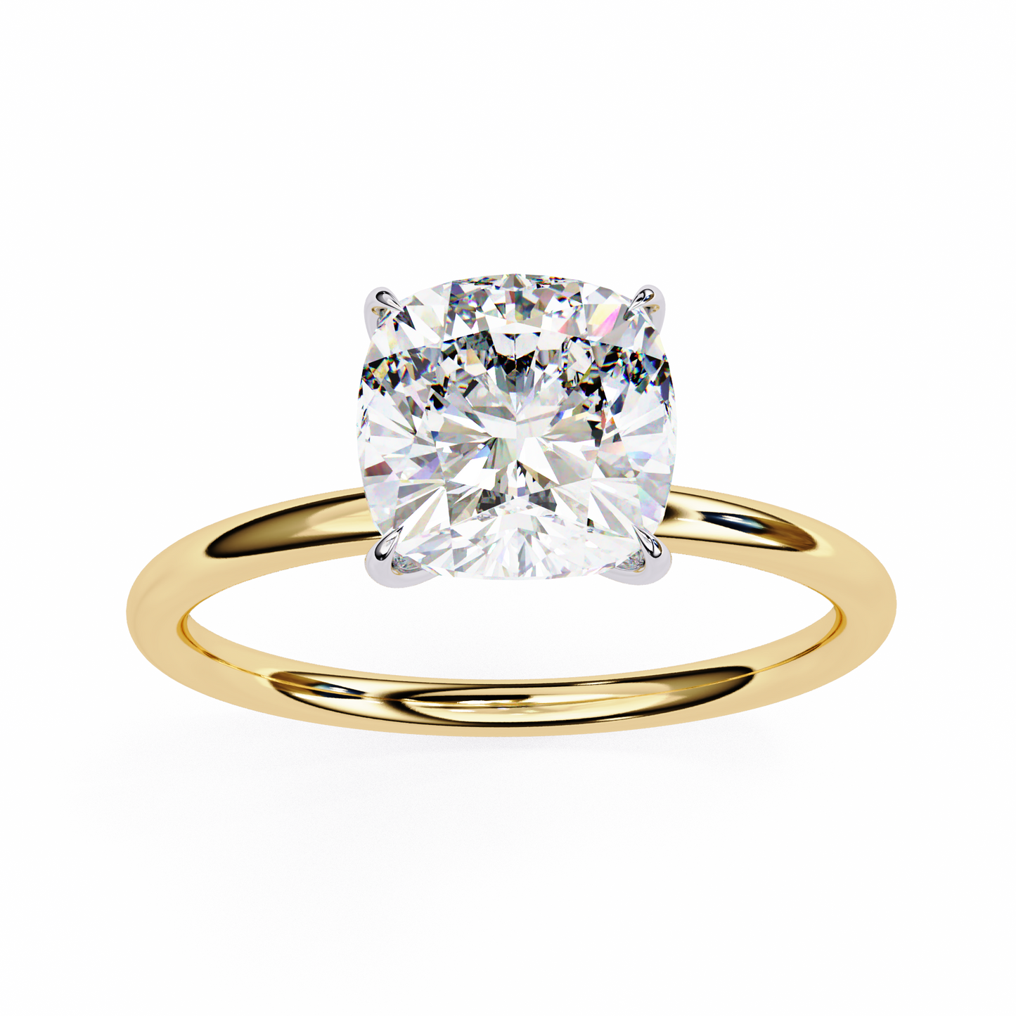 2.65 CT Cushion-Cut Lab-Grown Diamond Solitaire Engagement Ring in 14K Gold