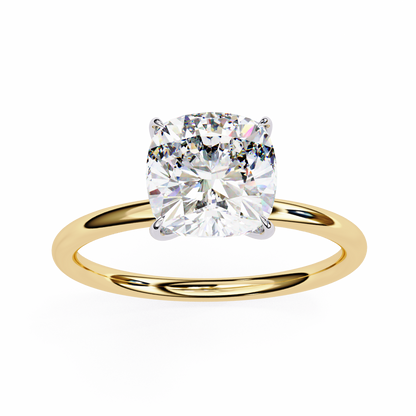2.65 CT Cushion-Cut Lab-Grown Diamond Solitaire Engagement Ring in 14K Gold