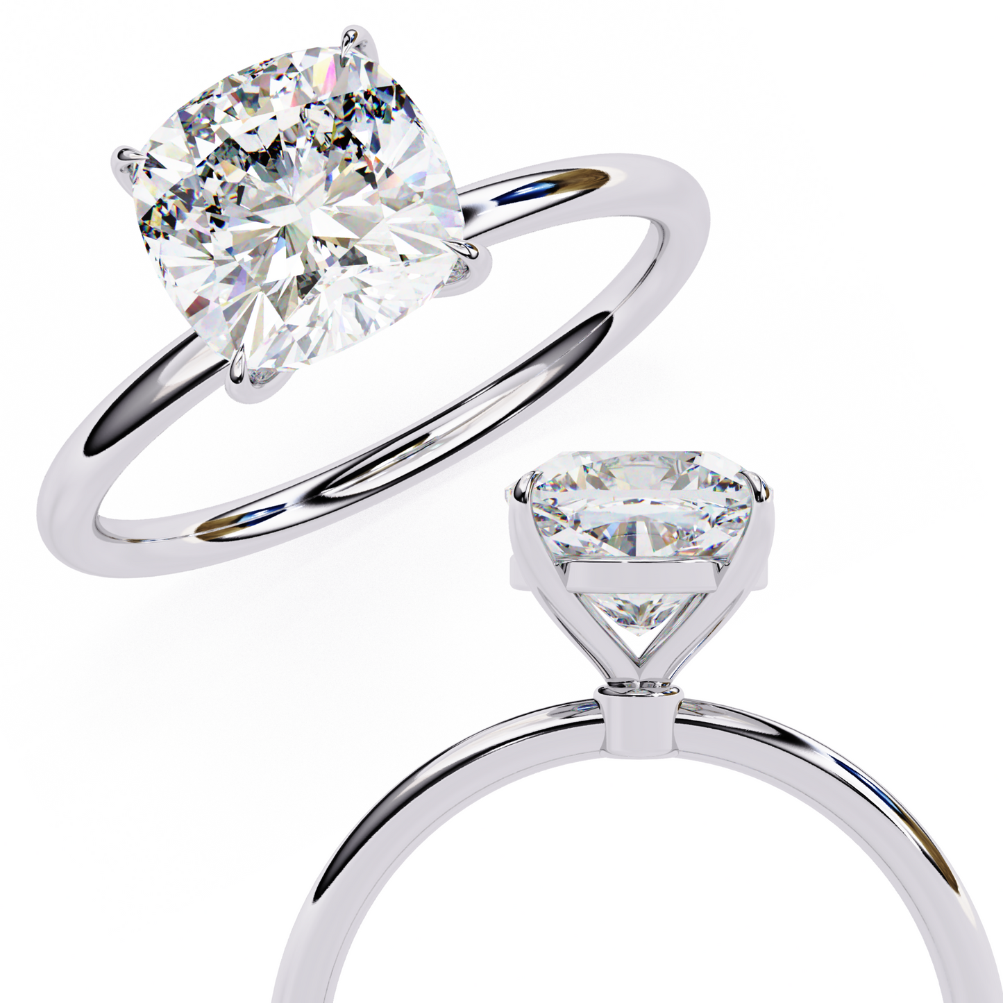 2.65 CT Cushion-Cut Lab-Grown Diamond Solitaire Engagement Ring in 14K Gold