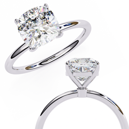 2.65 CT Cushion-Cut Lab-Grown Diamond Solitaire Engagement Ring in 14K Gold