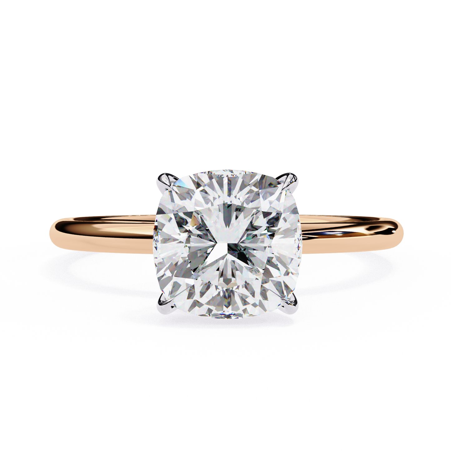 2.65 CT Cushion-Cut Lab-Grown Diamond Solitaire Engagement Ring in 14K Gold